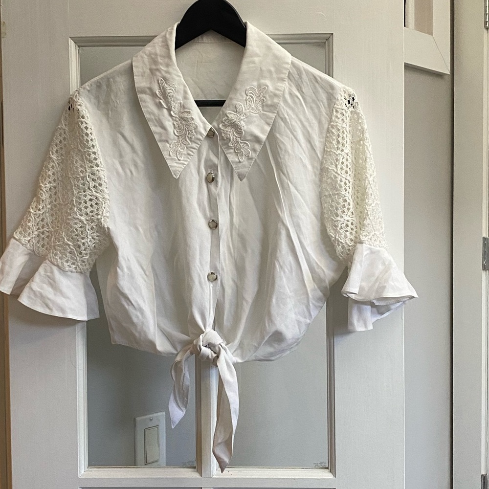Vintage Crop Top with Tie Front